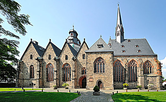 哥特式,教堂,大教堂,布茨巴赫,黑森州,德国,欧洲