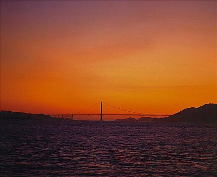 日落,后面,金门大桥,旧金山,加利福尼亚,美国,北美