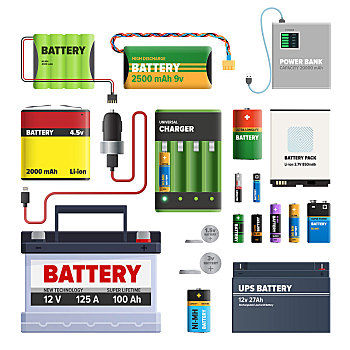 电池,太阳能电池,充电电池,汽车,能源,高,圆柱形,干燥,矢量