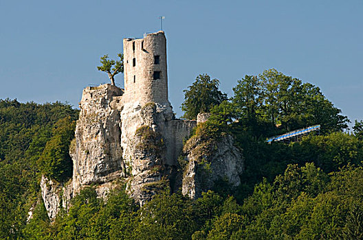 遗址,城堡,上方,弗兰哥尼阶,瑞士,弗兰克尼亚,巴伐利亚,德国,欧洲