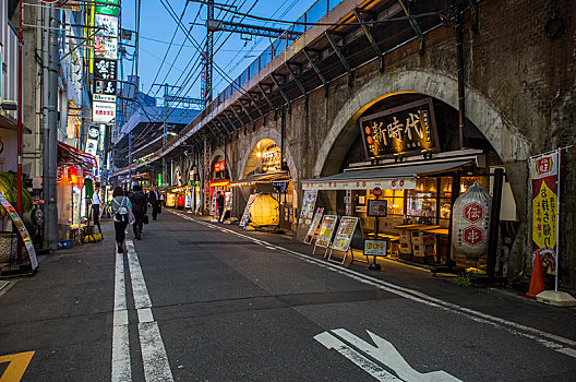 餐馆,开合式吊桥,黄昏,东京,日本,亚洲