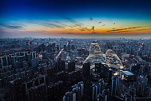 北京望京地区夜景