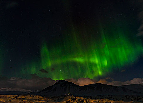北极光,斯奈山半岛,冬天,冰岛,大幅,尺寸