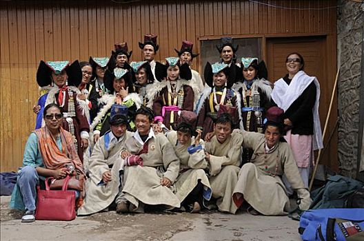 拉达克地区,人,穿,传统服装,头饰,北印度,喜马拉雅山,亚洲