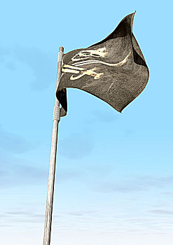 海盗旗,海盗,旗帜,远处