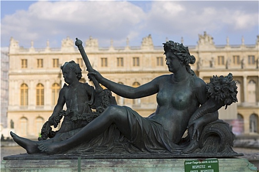雕塑,正面,宫殿,凡尔赛宫,法国