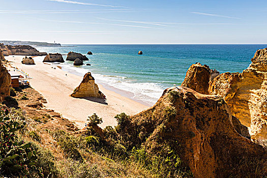 沙滩,陡峭,石头,普拉亚达洛查,阿尔加维,葡萄牙