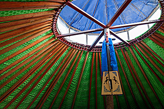 内蒙古呼伦贝尔金,中国第一曲水,莫尔格勒河畔帐汗蒙古部落草原蒙古包里的马头琴