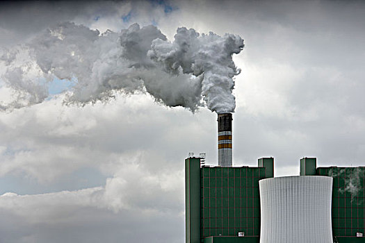 褐色,火力发电站,烟,烟囱,二氧化碳,问题,萨克森安哈尔特,德国