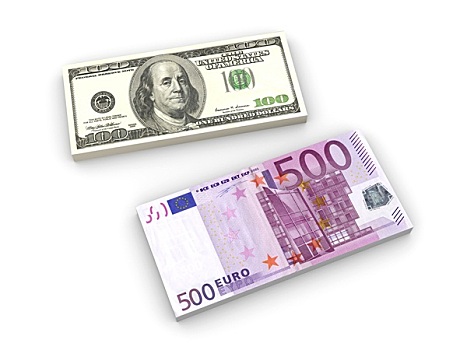 美元,欧元钞票