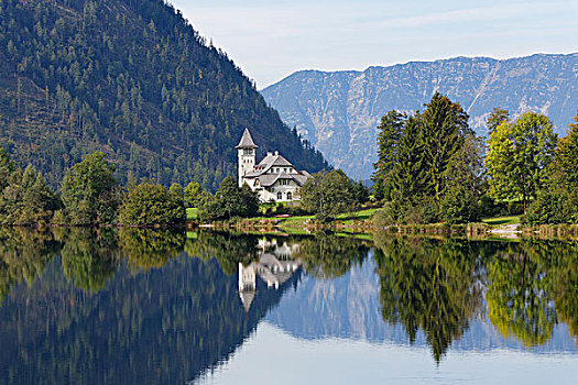 城堡,湖,区域,萨尔茨卡莫古特,施蒂里亚,奥地利,欧洲