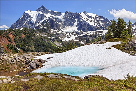 舒克森山,蓝色,雪,水池,艺术家,华盛顿,美国