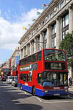 现代,双层巴士,巴士,伦敦双层巴士,购物,街道,牛津,伦敦,英格兰,英国,欧洲