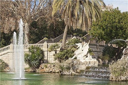 喷泉,城堡公园,巴塞罗那