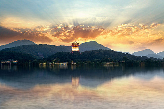 西湖风光,雷锋夕照