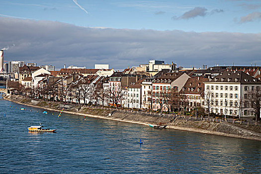 风景,散步场所,莱茵河,巴塞尔,瑞士,欧洲