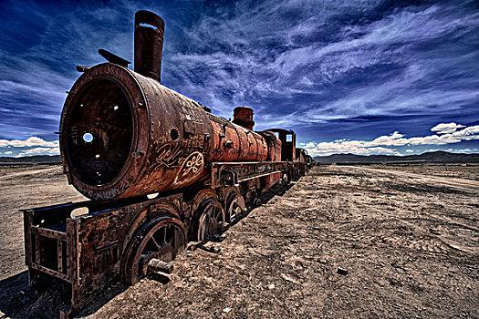 老,列车,乌尤尼,玻利维亚,南美