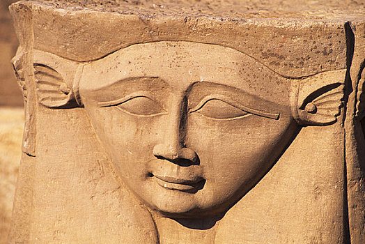 埃及,尼罗河,靠近,丹达拉,哈索尔神庙,雕刻,哈索尔