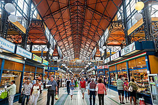 室内,市集,中央市场,大厅,布达佩斯,匈牙利,欧洲