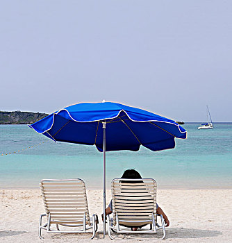 夏日海滩,阳伞,休息