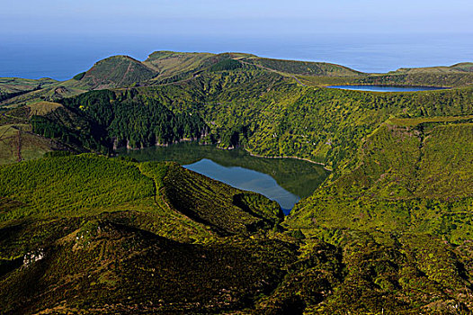 火山口,湖,岛屿,亚速尔群岛,葡萄牙