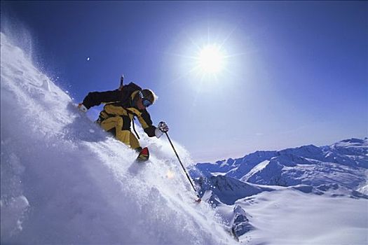 男人,高山滑雪,楚加,瓦尔德斯半岛,极限,冬天