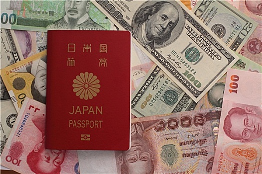日本,护照,钞票