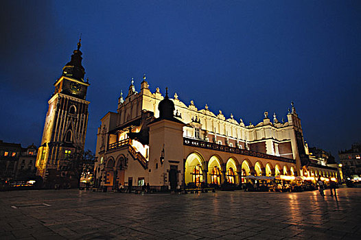 波兰,克拉科夫,布,市政厅,塔,晚间,大幅,尺寸