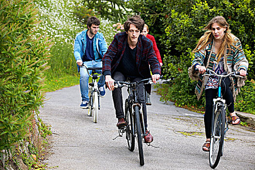 青少年,骑,自行车,公园