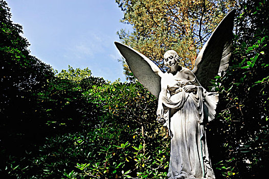 历史,天使,雕塑,墓地,汉堡市,德国,欧洲