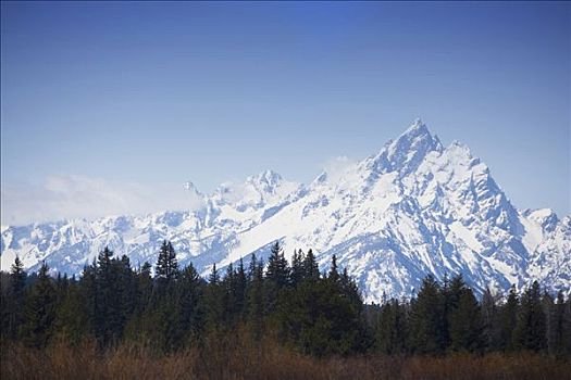 全景,积雪,山峦,大台顿国家公园,怀俄明,美国