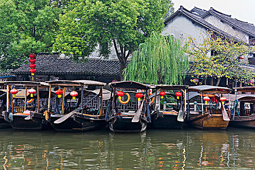 船,老,住宅,大运河,西塘,浙江,中国