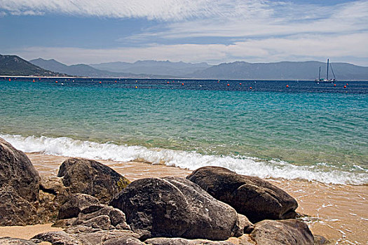 科西嘉岛,法国,海滩,海岸线,背景
