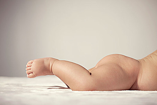 裸露,男婴,躺着,毯子