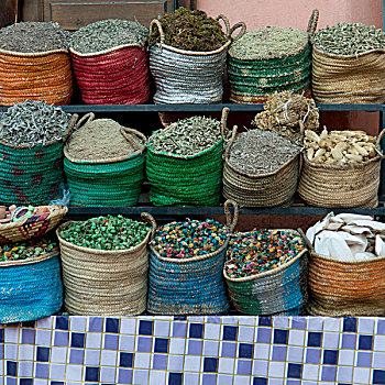 调味品,出售,市场货摊,麦地那,马拉喀什,摩洛哥