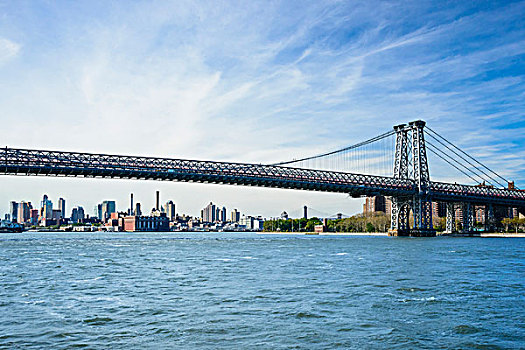 特写,威廉斯堡,桥,东河,渡轮,曼哈顿,纽约,美国