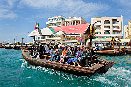 水上出租车,独桅三角帆船,迪拜,溪流,阿联酋,中东