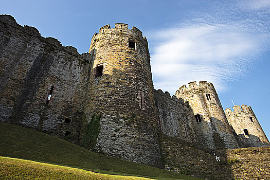 威尔士,巨大,圆,塔,康威城堡,英国,一个,钥匙,要塞,城堡
