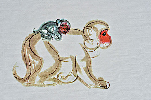 猴子水墨画