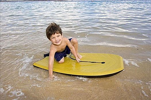 夏威夷,毛伊岛,婴儿,海滩,男孩,玩,水,趴板