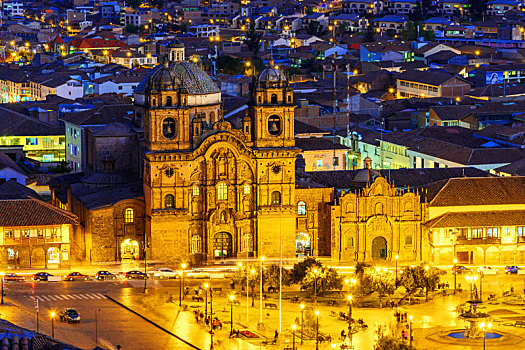 库斯科,秘鲁,俯视,广场,阿玛斯,教堂,社会,耶稣