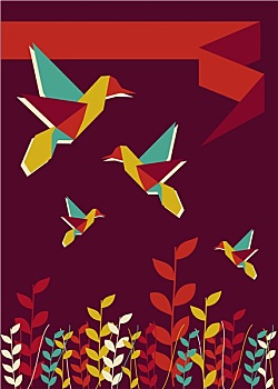 折纸,蜂鸟,春天