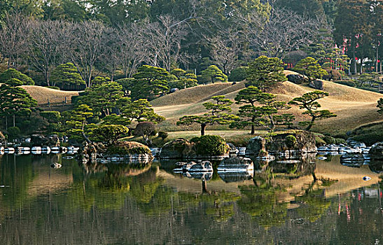 垫脚石,装饰,湖,花园