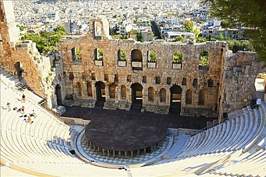俯拍,圆形剧场,剧院,雅典,希腊