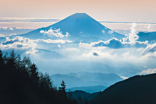 海洋,云,山,富士山