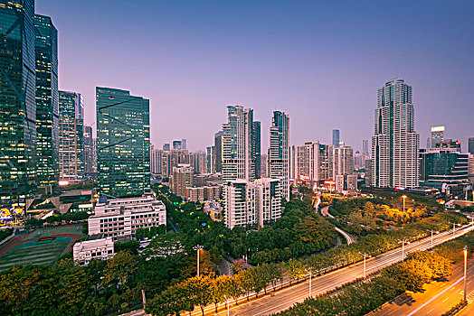 中国广东深圳福田中心区都市夜景