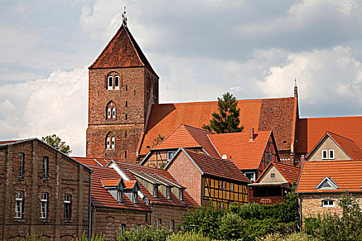 教区,教堂,看,梅克伦堡,湖,地区,梅克伦堡前波莫瑞州,德国,欧洲