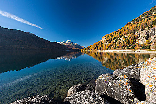 晴天,秋天,白天,湖,恩加丁,瑞士