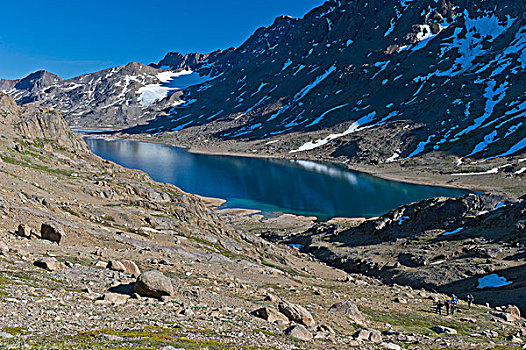 远足者,湖,靠近,东方,格陵兰