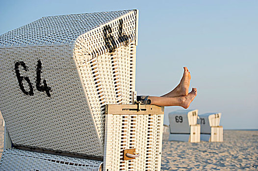 海滩,椅子,脚,清单,石荷州,德国,欧洲